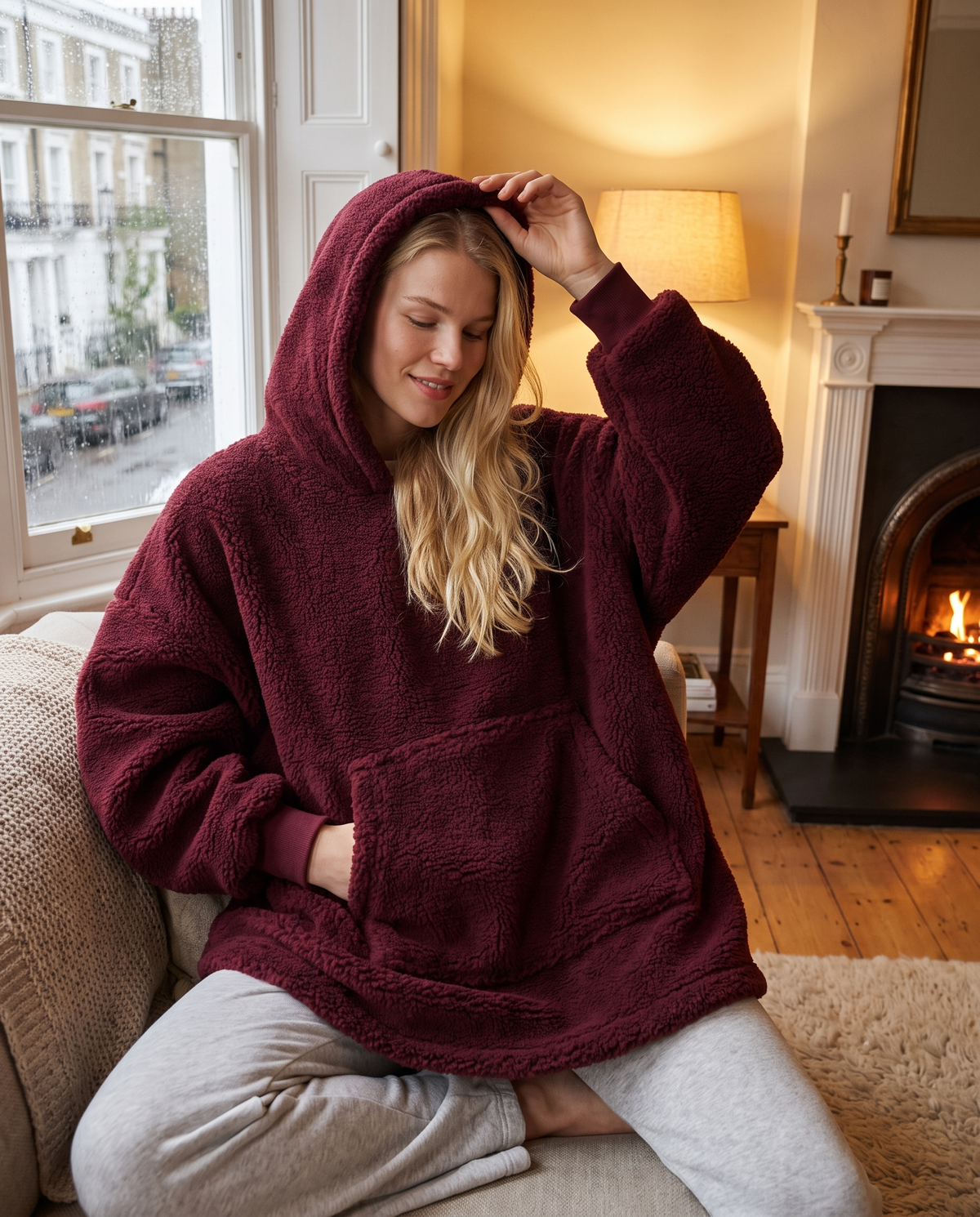 Coperta Indossabile con Cappuccio – Felpa Coperta in Pile Oversize Unisex